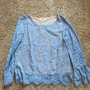New Rose + Olive long sleeve Lace large top